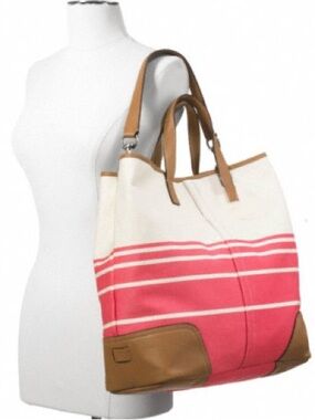 Coach Hadley Variegated Lg Tote Bag Cream Coral Style F28806